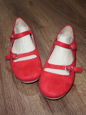 New Girls Little Angel Red Faux Suede Double Strap Mary Janes Dress Shoes sz 2Y